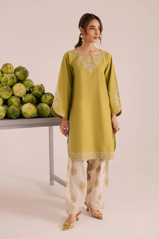 Yellow Embroidered Lawn Shirt & Trouser Set