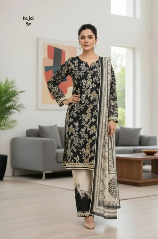 Women's 3Pcs Arabic Lawn Printed Suit Multicolor