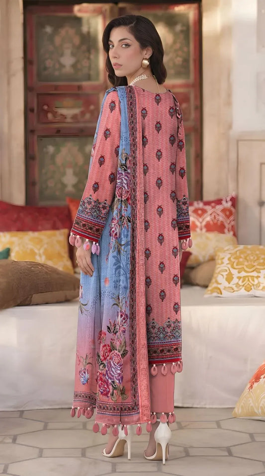 Peach Embroidered Lawn 3Pcs Set