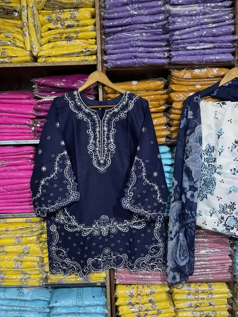 3 Pcs Women's Stitched Cotton Embroidered Suit