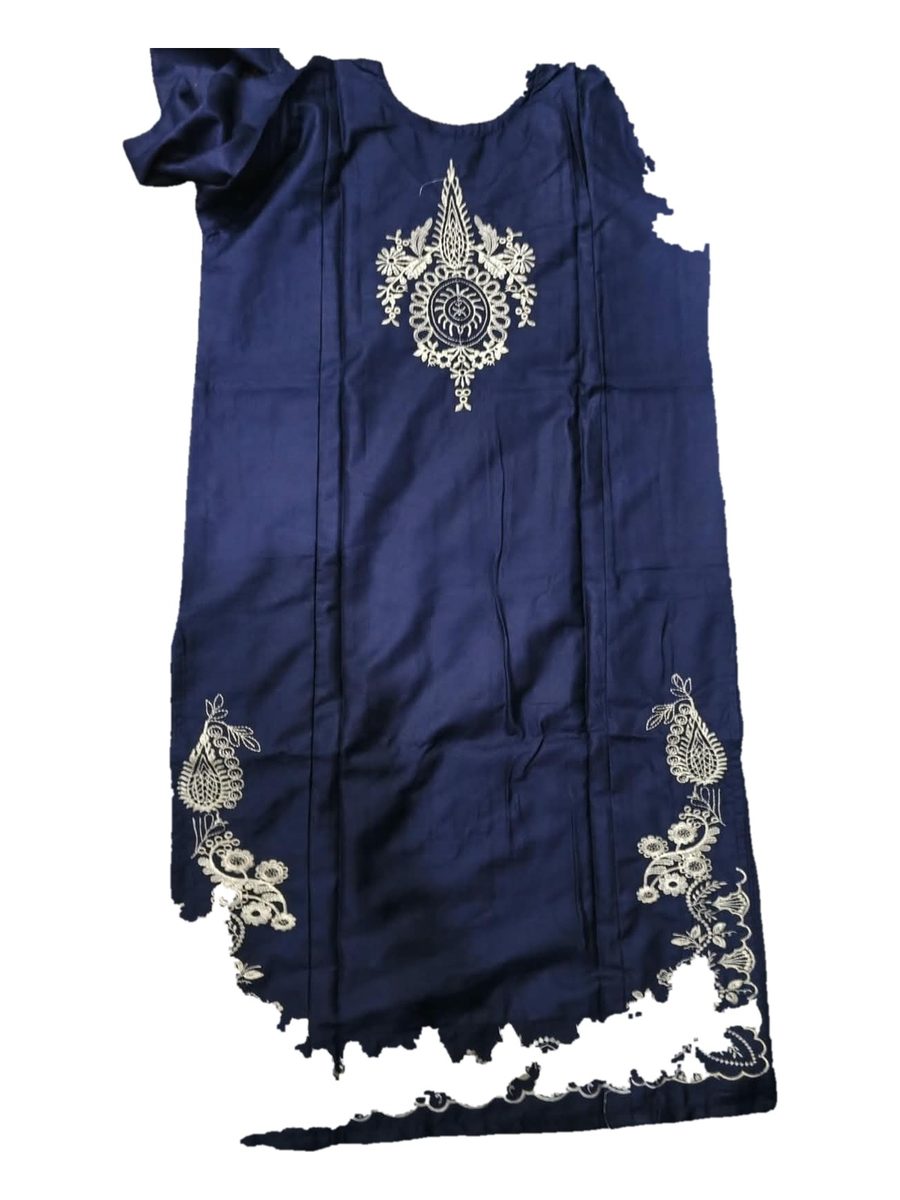 Navy Blue Paisley Embroidered 2 Pcs Stitched Dhanak Suit