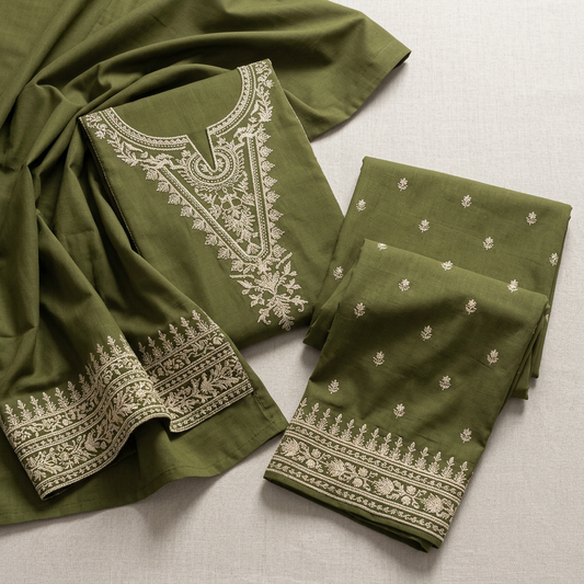 Green Lawn 2-Piece Women Suit with Embroidery for Weddings & Festivals