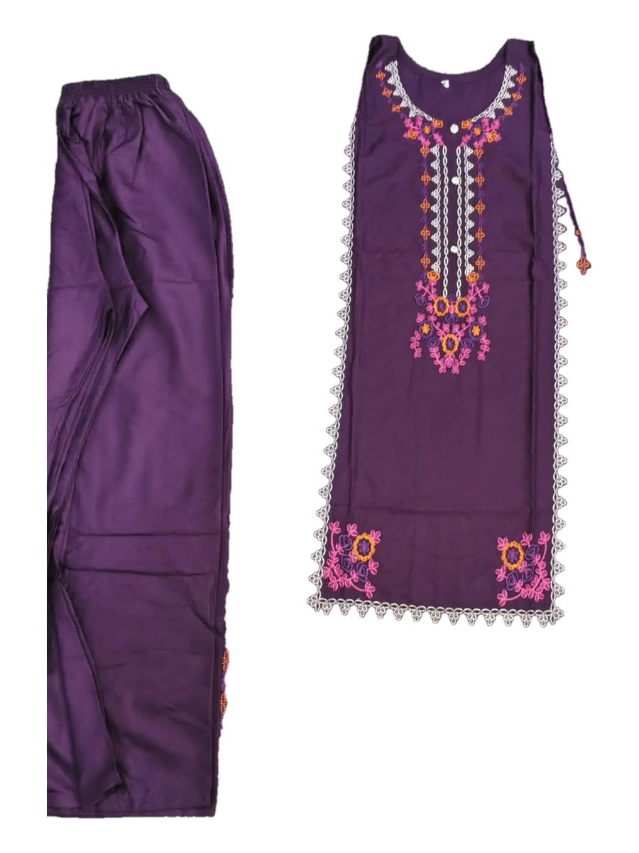 Purple Multicolour Embroidered Shirt with Shalwar