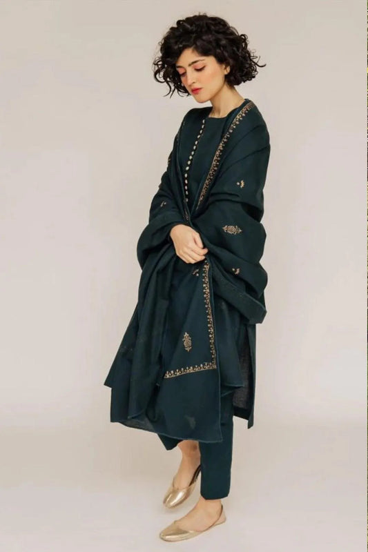 Green Embroidered Lawn 3Pcs Set for Women