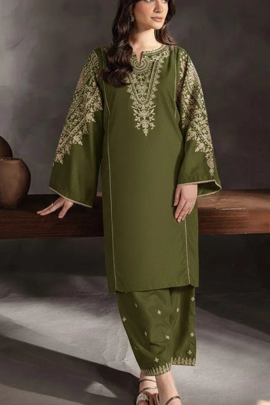 Green Lawn 2-Piece Women Suit with Embroidery for Weddings & Festivals