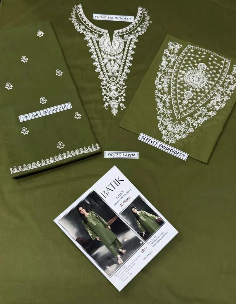 Green Lawn 2-Piece Women Suit with Embroidery for Weddings & Festivals