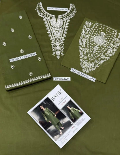 Green Lawn 2-Piece Women Suit with Embroidery for Weddings & Festivals
