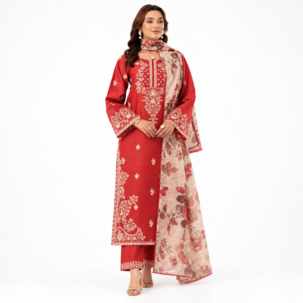 HIT ARTICLES MIX BRAND 3 Pcs Unstitched Embroidered Suit