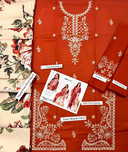 HIT ARTICLES MIX BRAND 3 Pcs Unstitched Embroidered Suit