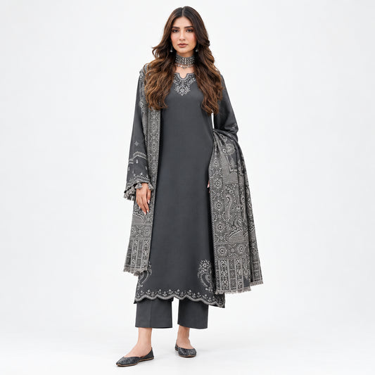3 Pcs Unstitched Embroidered Suit