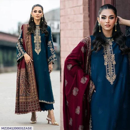 Blue Embroidered 3 Pcs Lawn Suit for Eid & Parties