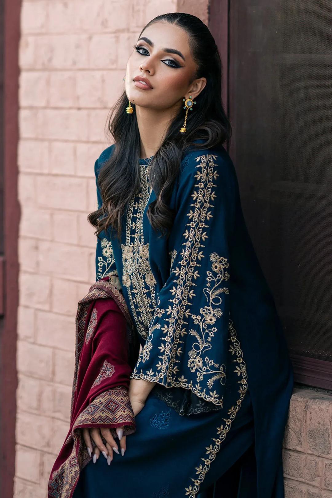 Blue Embroidered 3 Pcs Lawn Suit for Eid & Parties
