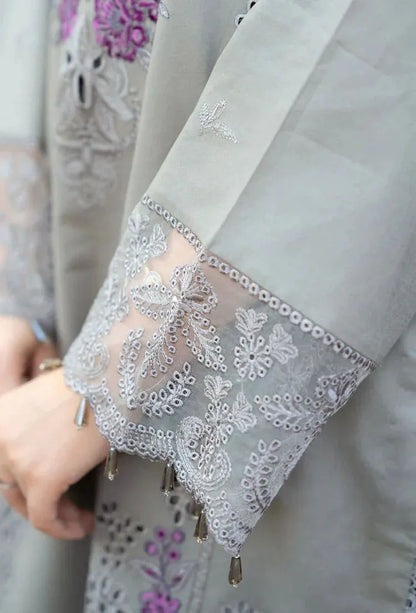 Grey Chikankari 3-Piece Women's Suit Set