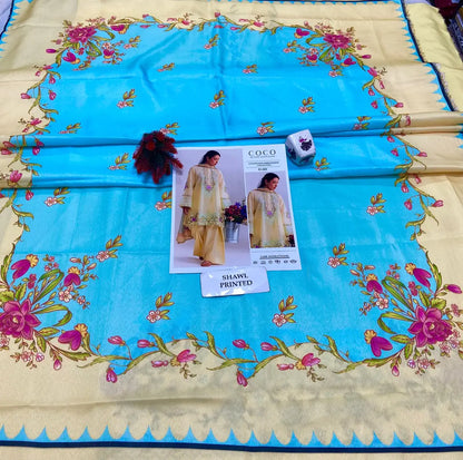 3 Pcs Women's Unstitched Embroidered Suit