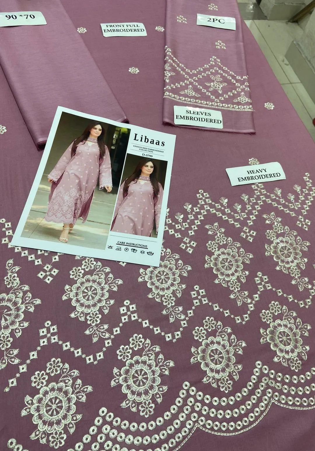 Pink Embroidered Lawn 2Pcs Suit Set for Women Eid Weddings