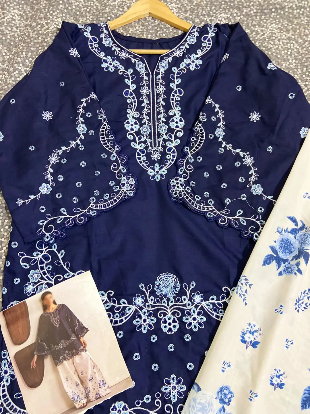 2 Pcs Women’s Stitched Cotton Embroidered Suit