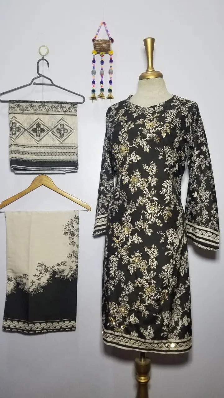 Women's 3Pcs Arabic Lawn Printed Suit Multicolor