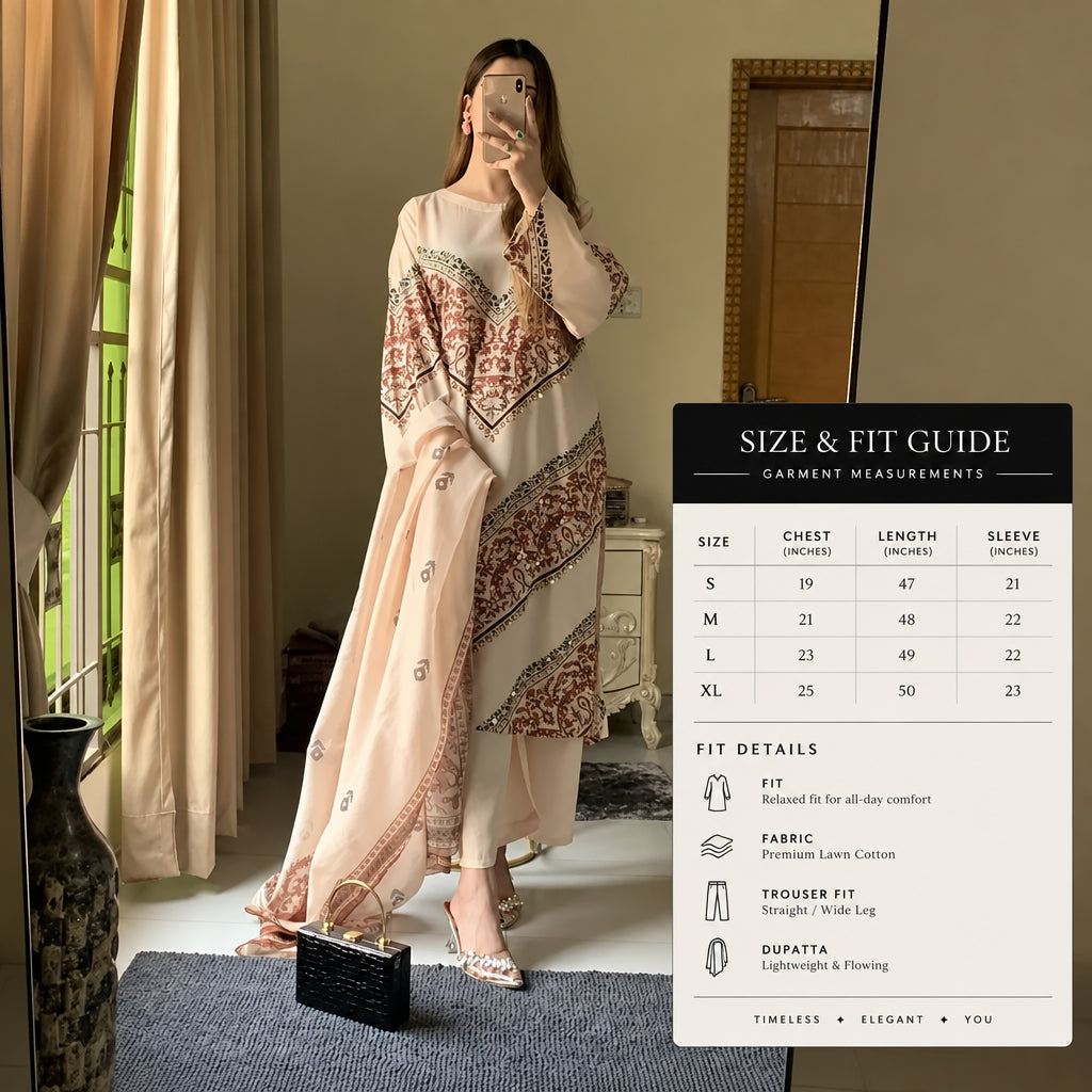 3 Pcs Women's Stitched Grip Silk Printed Suit (SANA)