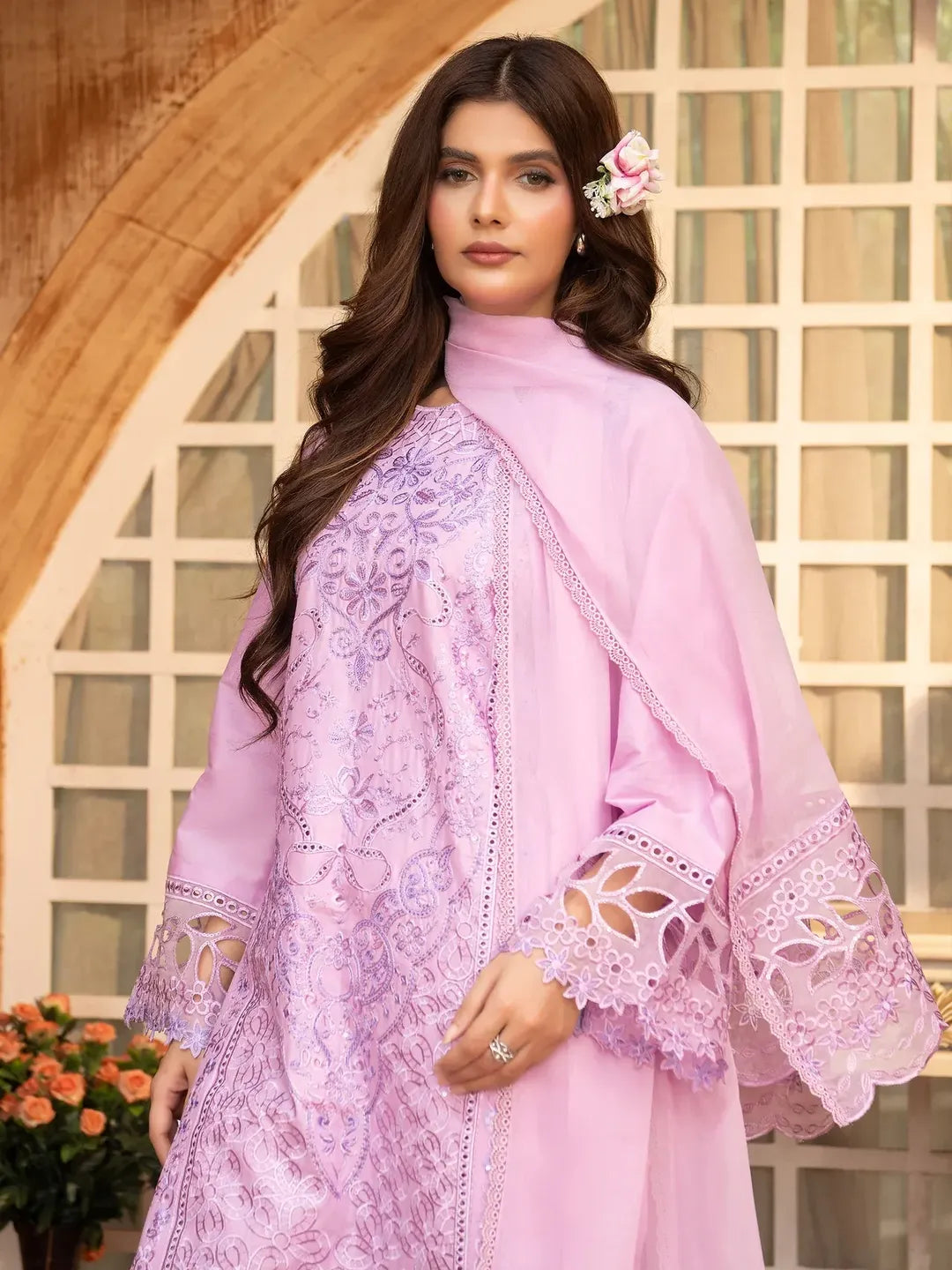 Simt - U3A Stylish Lilac Embroidered Women's Stitched Suit - 3 Pcs Set
