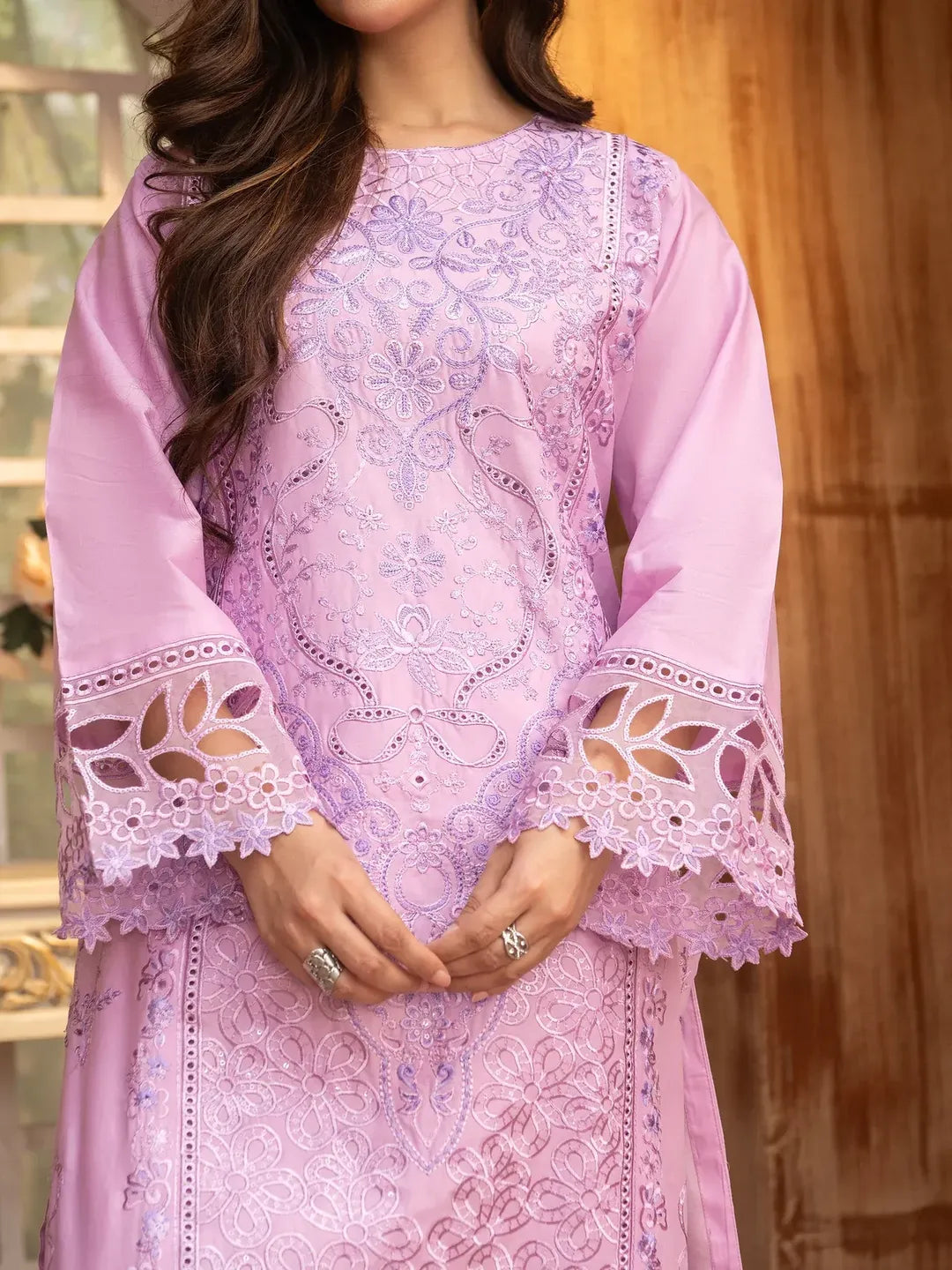 Simt - U3A Stylish Lilac Embroidered Women's Stitched Suit - 3 Pcs Set