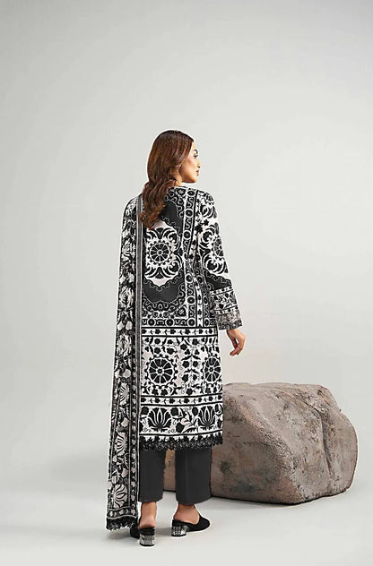 Black & White Printed 3-Piece Karandi Suit for Women
