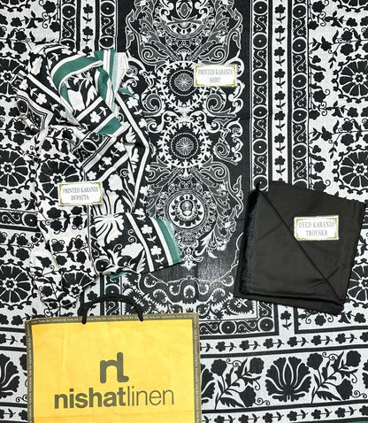 Black & White Printed 3-Piece Karandi Suit for Women