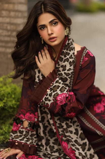 3-Piece Leopard Print Khaddar Suit for Women