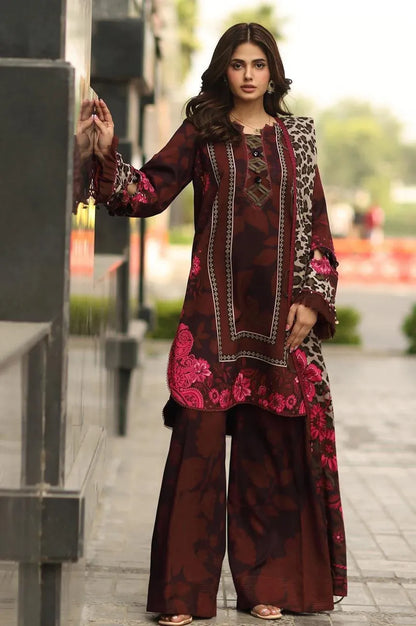 3-Piece Leopard Print Khaddar Suit for Women