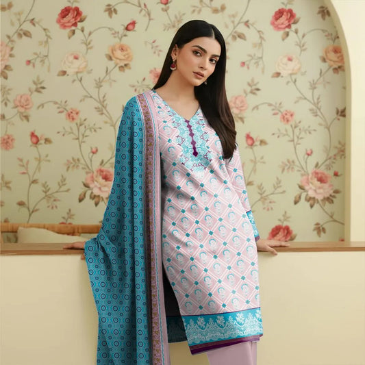 Pink Printed Lawn 3-Piece Suit Set