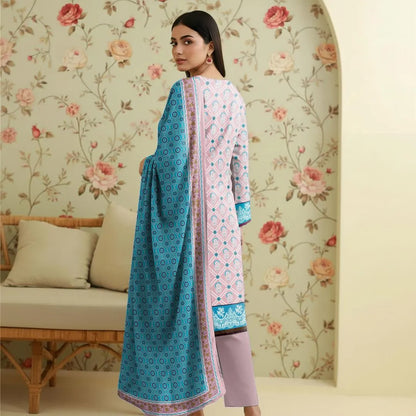 Pink Printed Lawn 3-Piece Suit Set