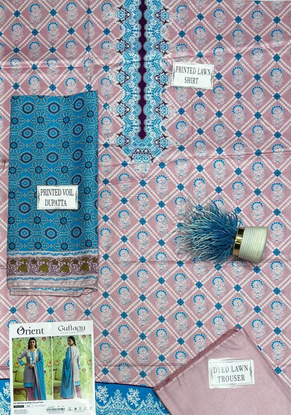 Pink Printed Lawn 3-Piece Suit Set