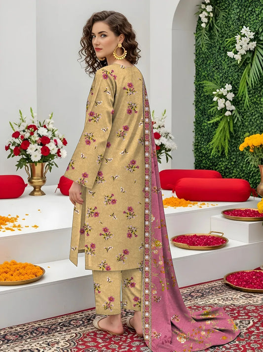 Women's 3-Piece Printed Lawn Suit Yellow