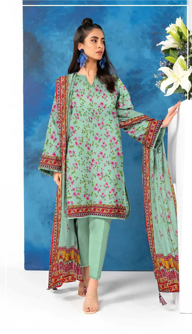 3 Pcs Women's Unstitched Printed Suit