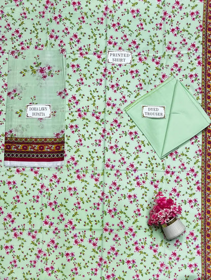 3 Pcs Women's Unstitched Printed Suit