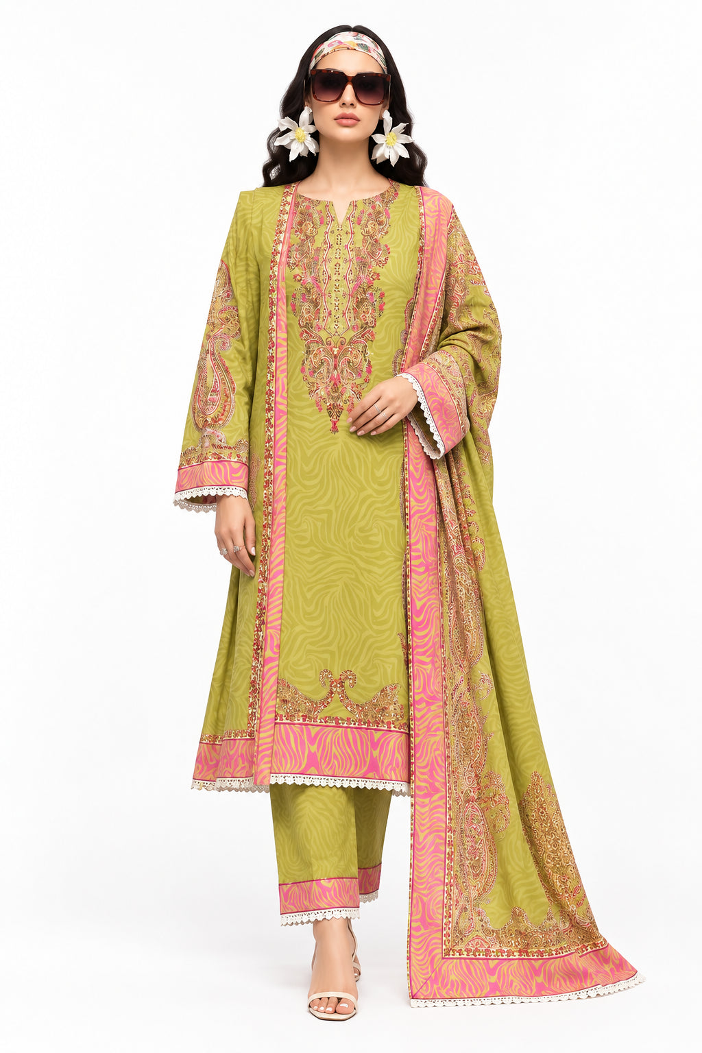 3 Pcs Women's Unstitched Printed Suit