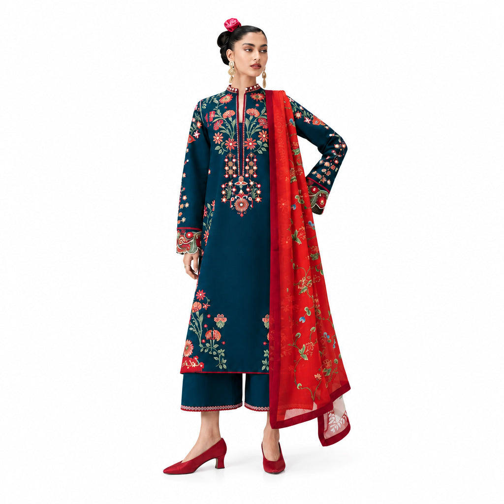 Winter Collection Dhanak 3 Piece Unstitched Suit