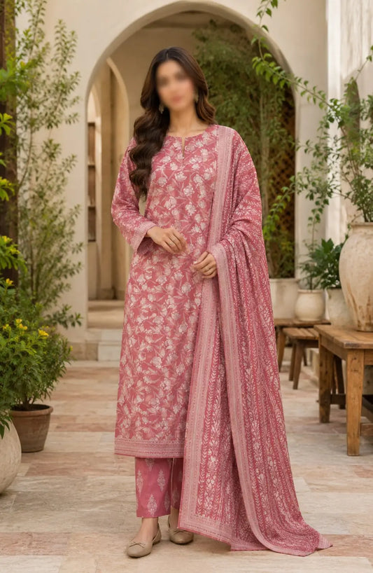 3 Pcs Women's Unstitched Digital Print Suit