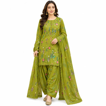 3 Pcs Women's Unstitched Embroidered Suit