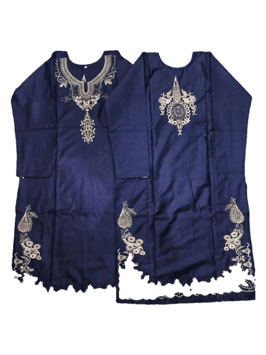 Navy Blue Paisley Embroidered 2 Pcs Stitched Dhanak Suit