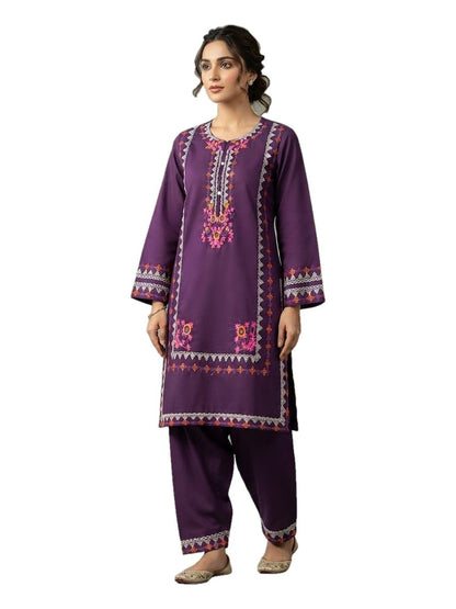 Purple Multicolour Embroidered Shirt with Shalwar