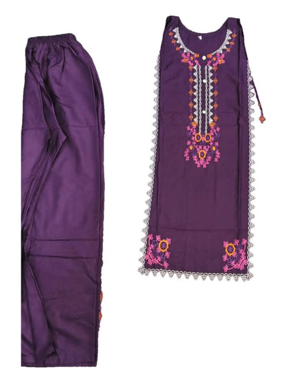 Purple Multicolour Embroidered Shirt with Shalwar