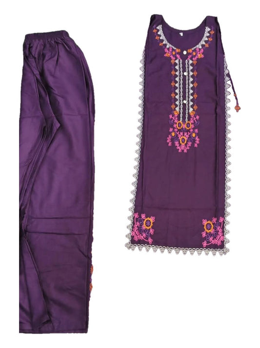 Purple Multicolour Embroidered Shirt with Shalwar